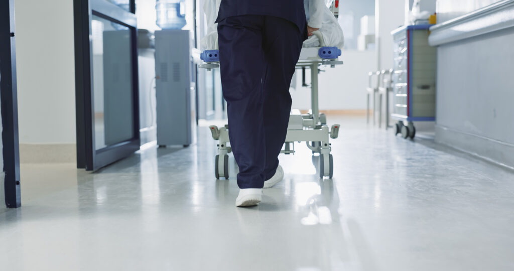 Clean floor of healthcare facility